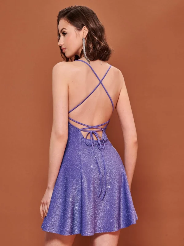 Vestido de tirantes de espalda abierta con cordón brillante - Imagen 2