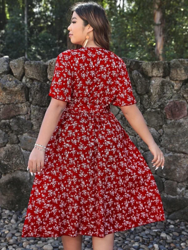 Vestido cruzado con estampado floral con cinturón - Imagen 2