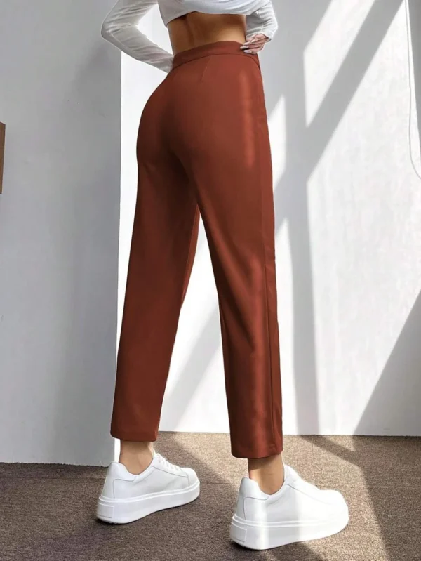 Pantalones unicolor con costura crop - Imagen 2