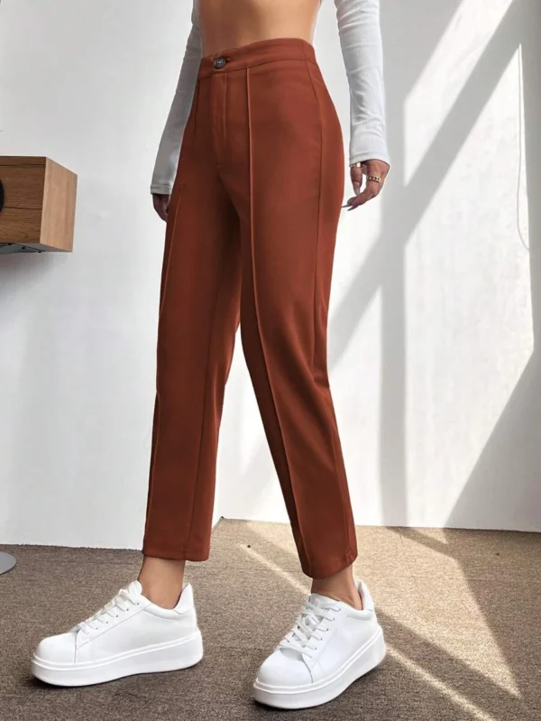 Pantalones unicolor con costura crop - Imagen 5