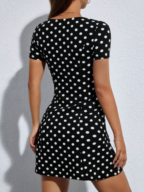 Vestido con estampado de lunares de cuello V - Imagen 2
