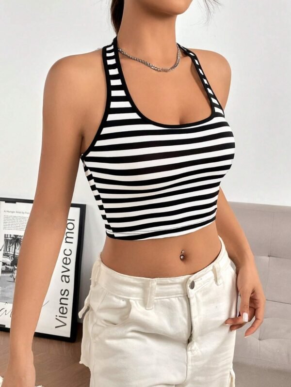 Top halter crop con estampado de rayas - Imagen 4