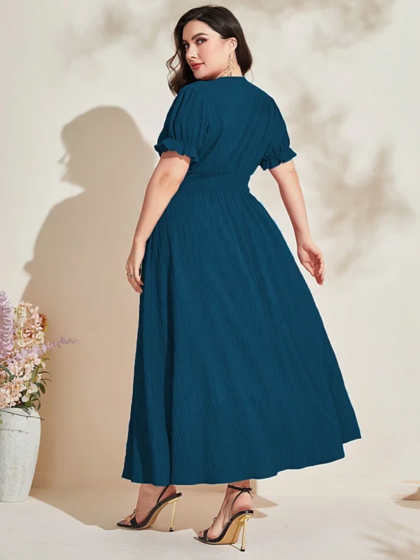 Vestido de manga farol de cuello cruzado - Imagen 2