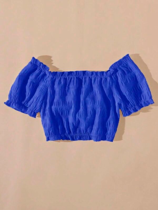 Camisa crop ribete fruncido con cordón delantero - Imagen 2