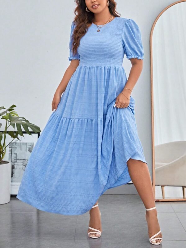 Vestidos Bajo con volante Fruncido Liso Casual - Imagen 4