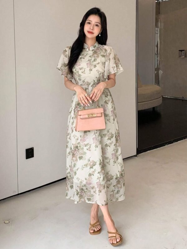 Vestido con estampado floral de manga mariposa - Imagen 8