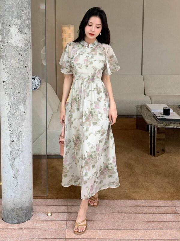 Vestido con estampado floral de manga mariposa - Imagen 5