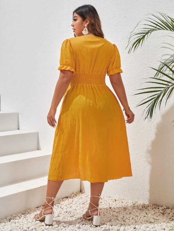 Vestido de manga farol con botón delantero - Imagen 4