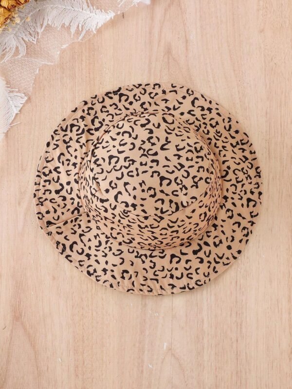 Bebé niña de hombros descubiertos Camiseta & con estampado de leopardo Falda fruncido & Sombrero - Imagen 4