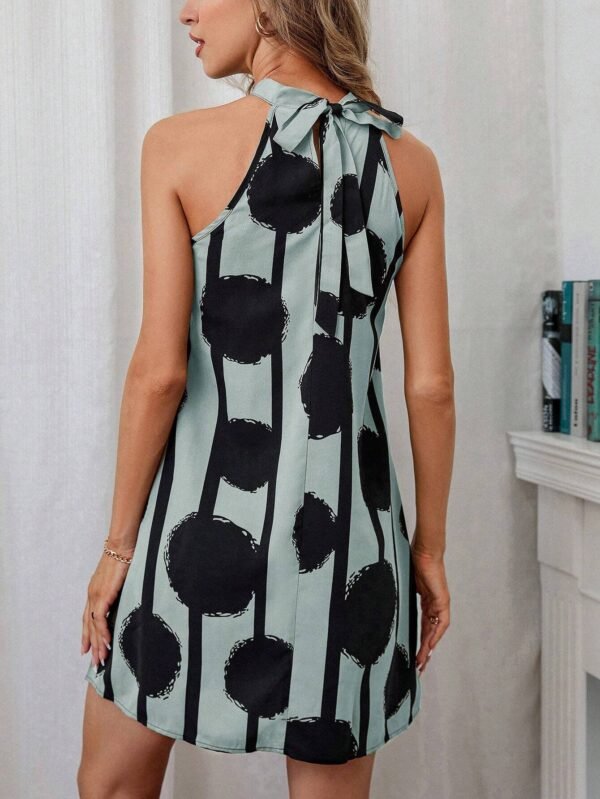 Vestido de rayas & con estampado de lunares de cuello halter - Imagen 2