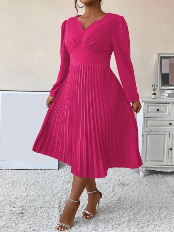 Vestido unicolor bajo fruncido - Imagen 5