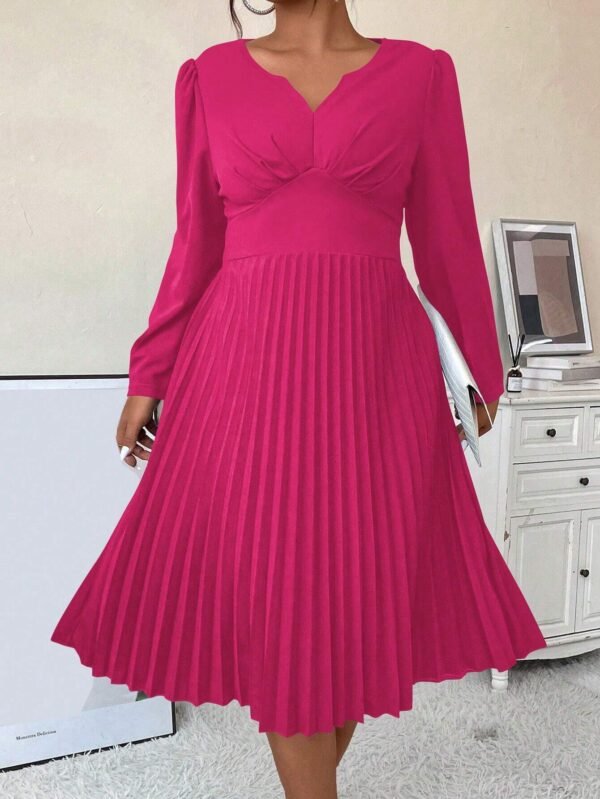 Vestido unicolor bajo fruncido - Imagen 4