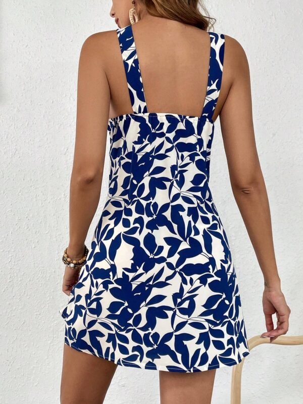 Vestido con cuello halter y estampado de plantas - Imagen 2