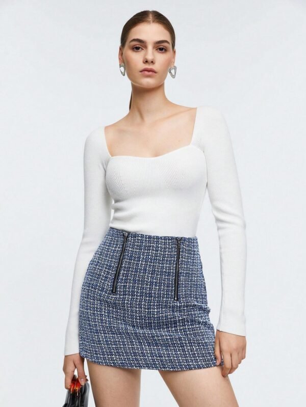 Falda con cremallera tweed - Imagen 4