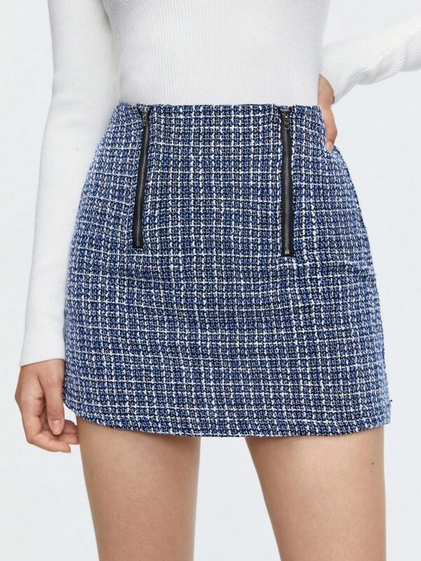 Falda con cremallera tweed