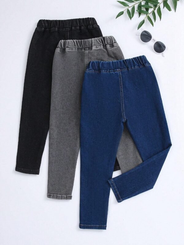 Pantalones Vaqueros Niño Sólidos Con Cintura Elástica - Imagen 2