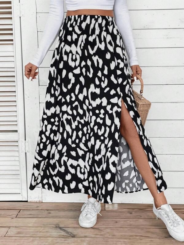Falda con estampado de muslo con abertura - Imagen 2