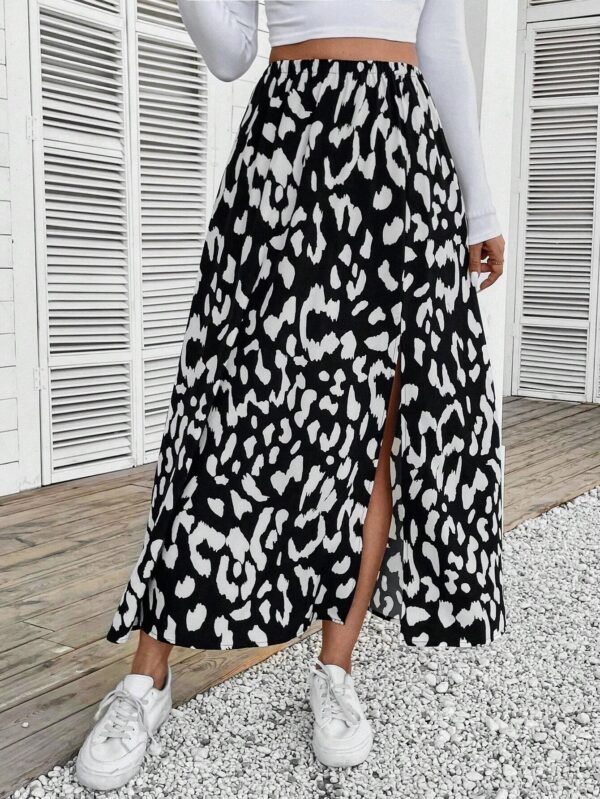 Falda con estampado de muslo con abertura - Imagen 4