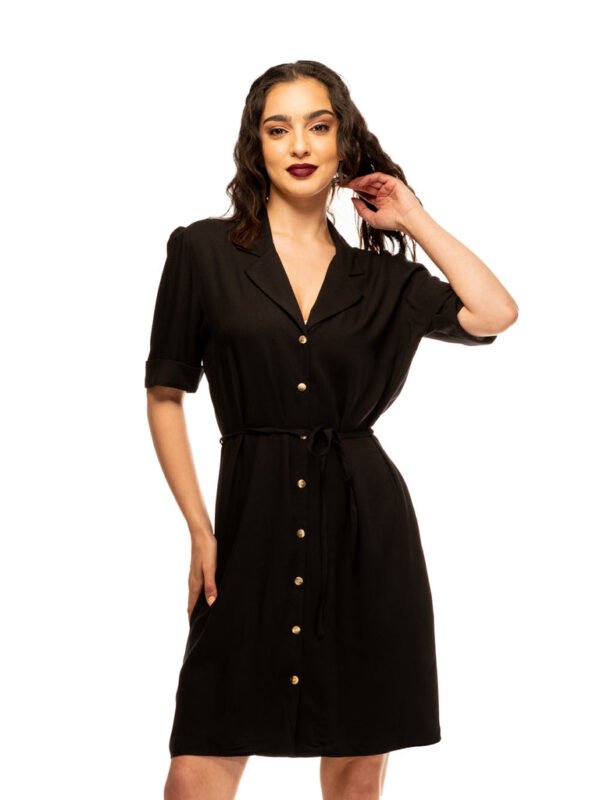 Vestido liso de manga corta