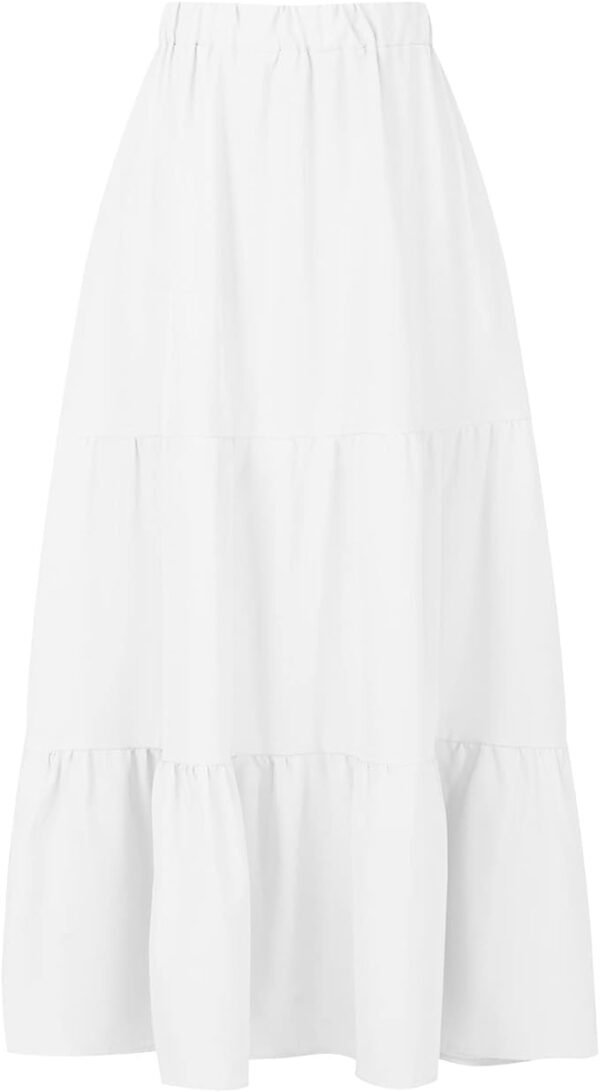 Falda larga para mujer bohemia de color liso - Imagen 3