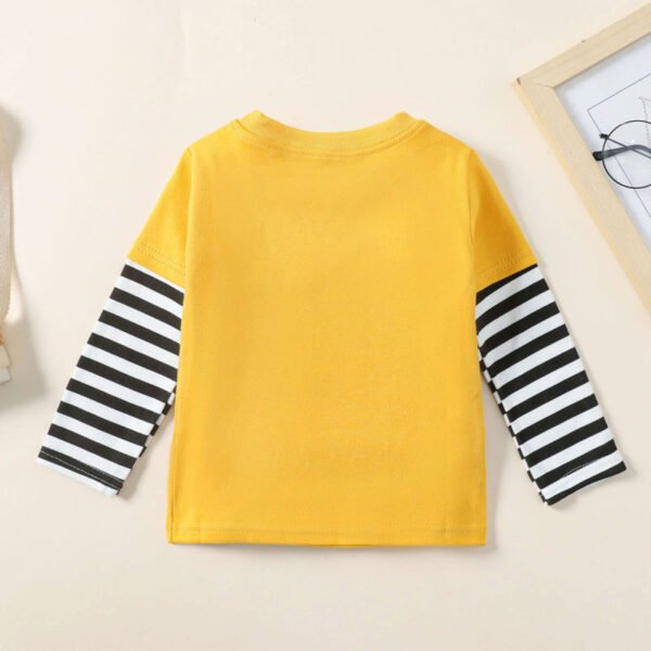 Camiseta de manga larga a rayas con estampado del alfabeto de dibujos - Imagen 2