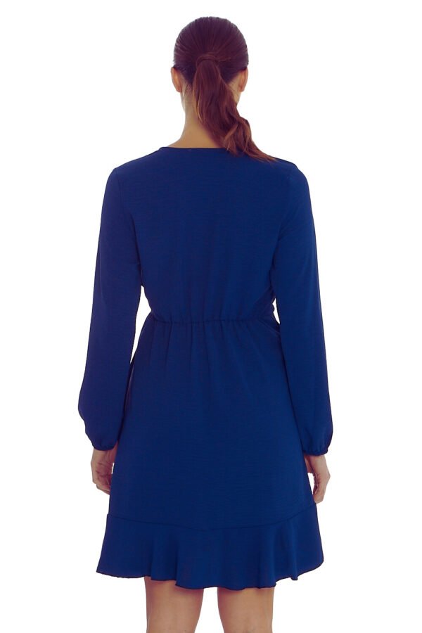VESTIDO AMARRE Y OLAN LATERAL AZUL - Imagen 2