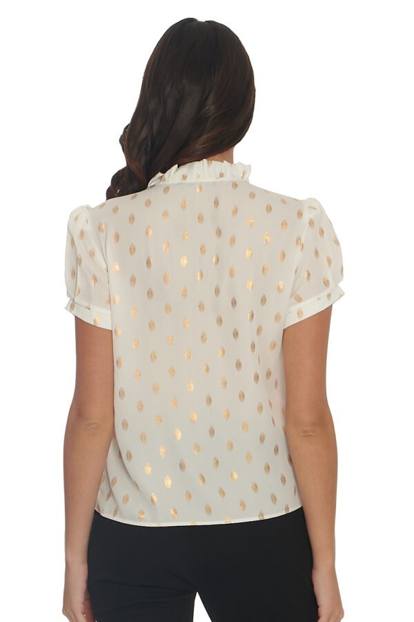 BLUSA CORBATÍN FRUNCIDO EN ESCOTE BLANCO - Imagen 2
