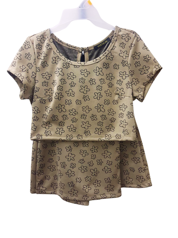 CAMISETA CAFE FLOR Y FALDA CONJUNTO