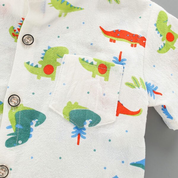 Top y pantalones cortos con cuello alto y estampado de dinosaurio para bebé niño - Imagen 5