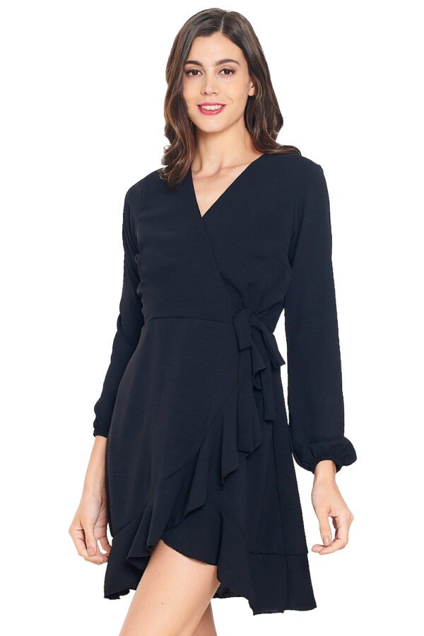 VESTIDO AMARRE Y OLAN LATERAL
