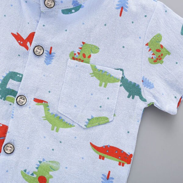 Top y pantalones cortos con cuello alto y estampado de dinosaurio para bebé niño - Imagen 5