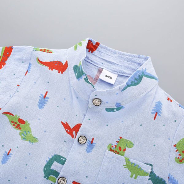 Top y pantalones cortos con cuello alto y estampado de dinosaurio para bebé niño - Imagen 6