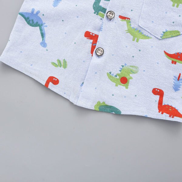 Top y pantalones cortos con cuello alto y estampado de dinosaurio para bebé niño - Imagen 4