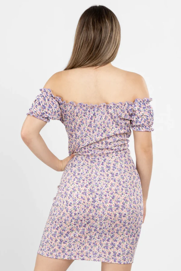 Mini vestido manga corta de flores - Imagen 2