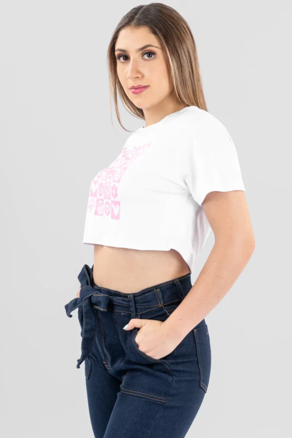 Playera manga corta estampado cuadritos - Imagen 3