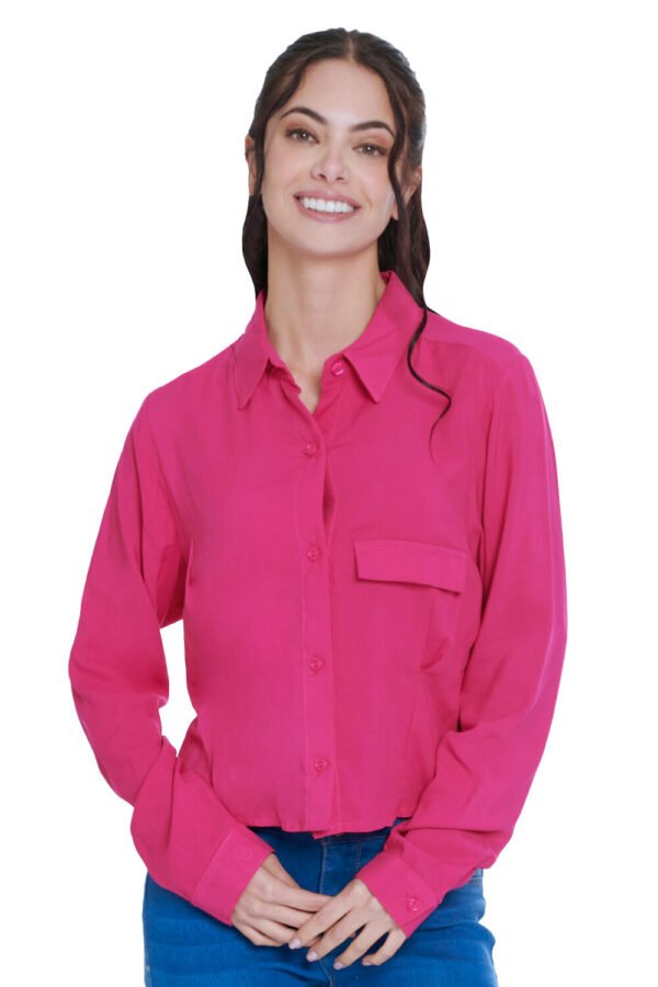 BLUSA CAMISERA SIMULACIÓN DE BOLSILLO