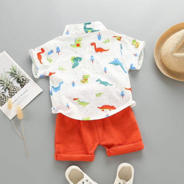 Top y pantalones cortos con cuello alto y estampado de dinosaurio para bebé niño - Imagen 2