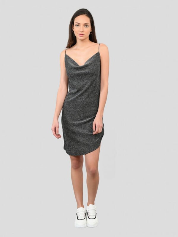 Vestido Escote Drapeado Brillo