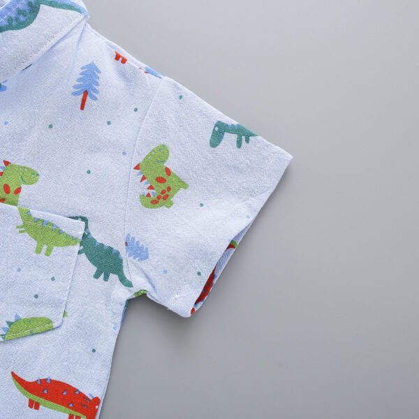 Top y pantalones cortos con cuello alto y estampado de dinosaurio para bebé niño - Imagen 3