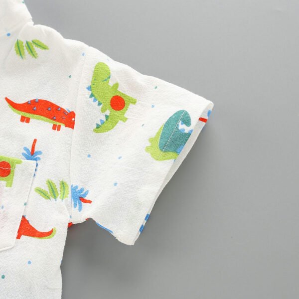Top y pantalones cortos con cuello alto y estampado de dinosaurio para bebé niño - Imagen 4