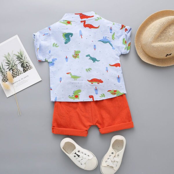 Top y pantalones cortos con cuello alto y estampado de dinosaurio para bebé niño - Imagen 2