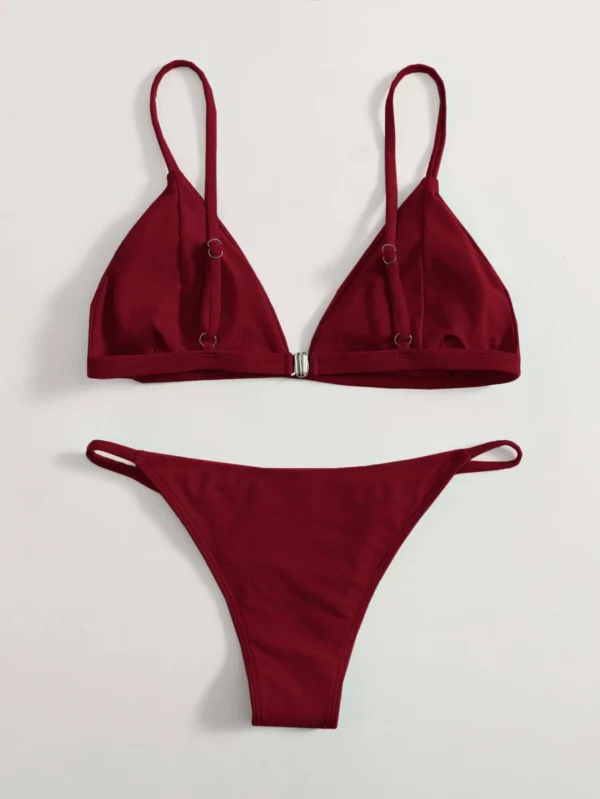 Bañador bikini con tanga triángulo unicolor - Imagen 2