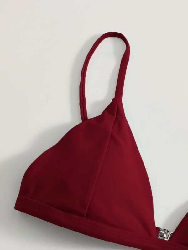 Bañador bikini con tanga triángulo unicolor - Imagen 3