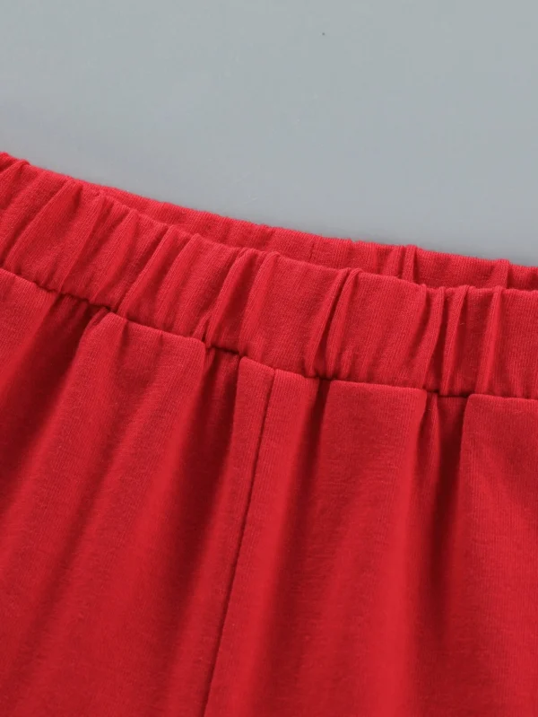Shorts con camiseta de color combinado con estampado de letra - Imagen 4