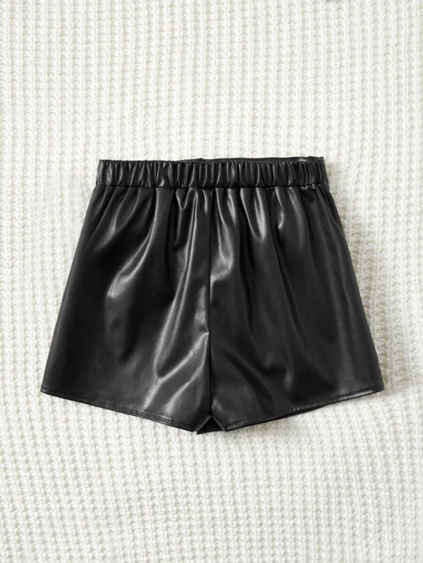 Niña Preadolescente Mini Falda-pantalón De Cuero Sintético Con Nudo Lateral - Imagen 2