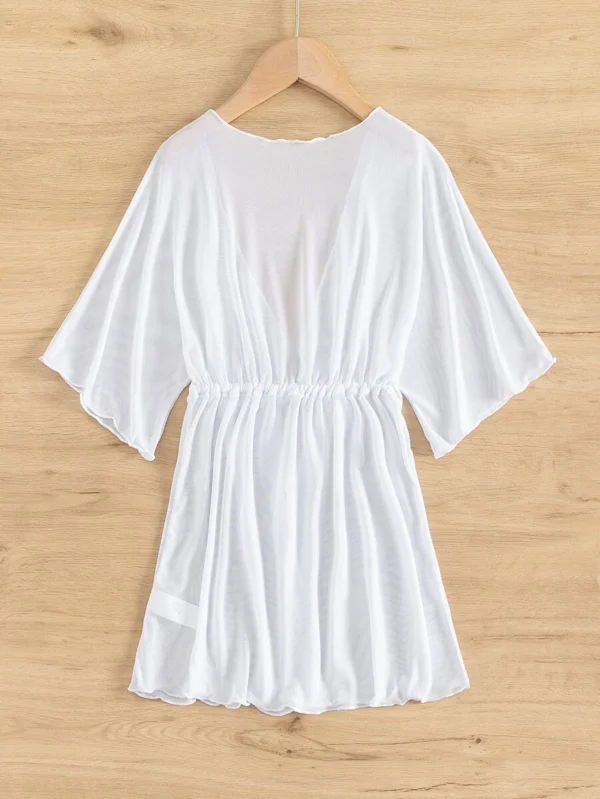 Kimono De Cintura Ajustable Con Dobladillo De Lechuga Para Niñas - Imagen 2