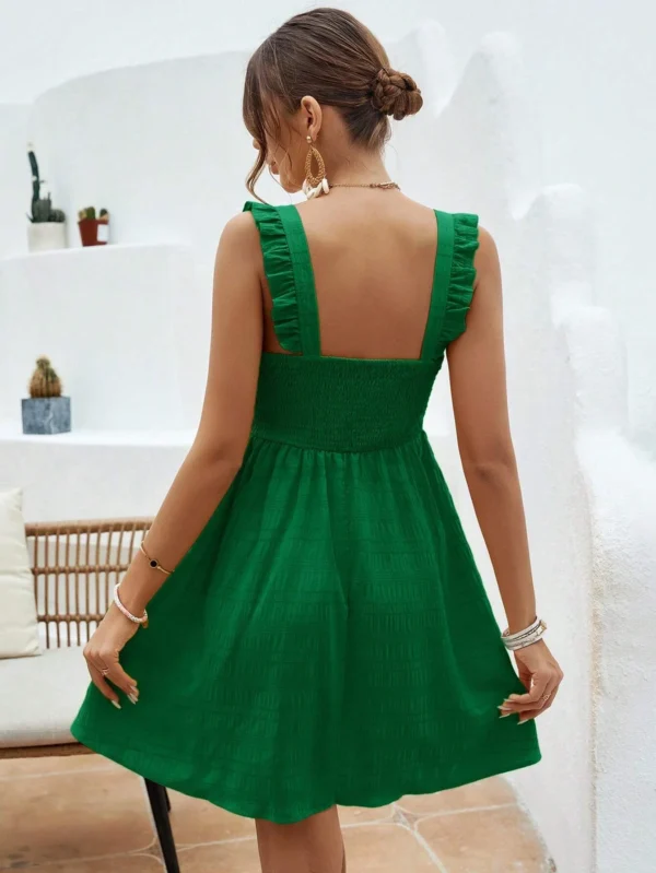 Vestido unicolor ribete con fruncido - Imagen 2