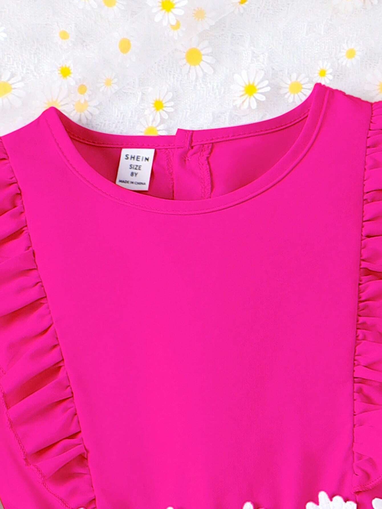 Vestido De Niña Preadolescente Con Apliques Y Ribete De Volantes - Imagen 3