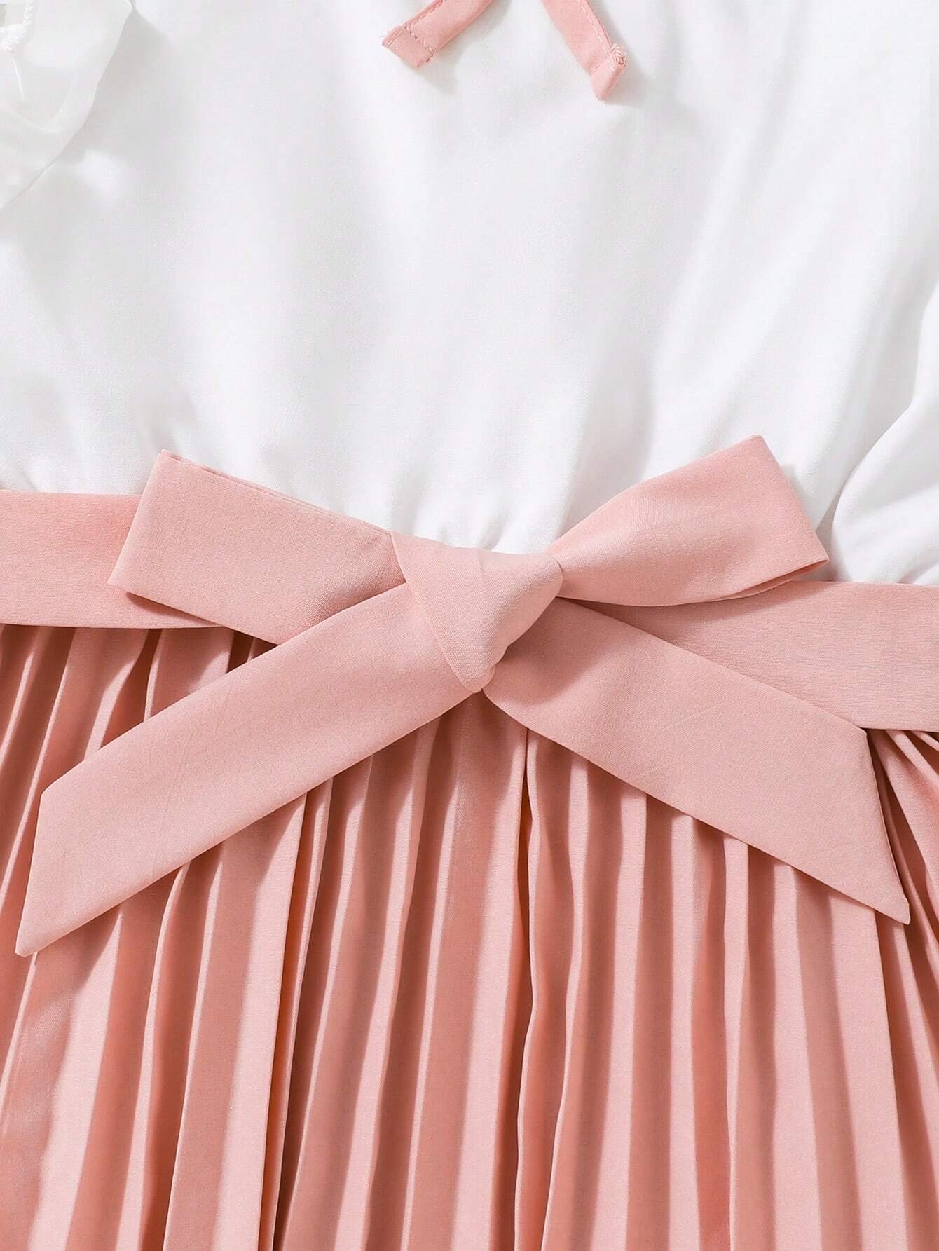 Chica Joven Vestido con cinturón de dos tonos ribete - Imagen 4