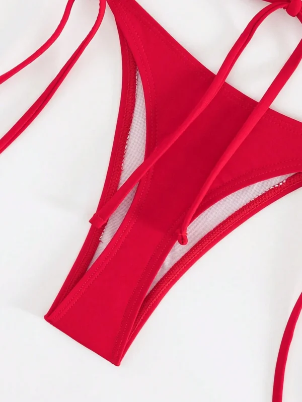 Conjunto De Bikini De Tres Piezas Con Tirantes Halter Sexy Para Mujer - Imagen 2